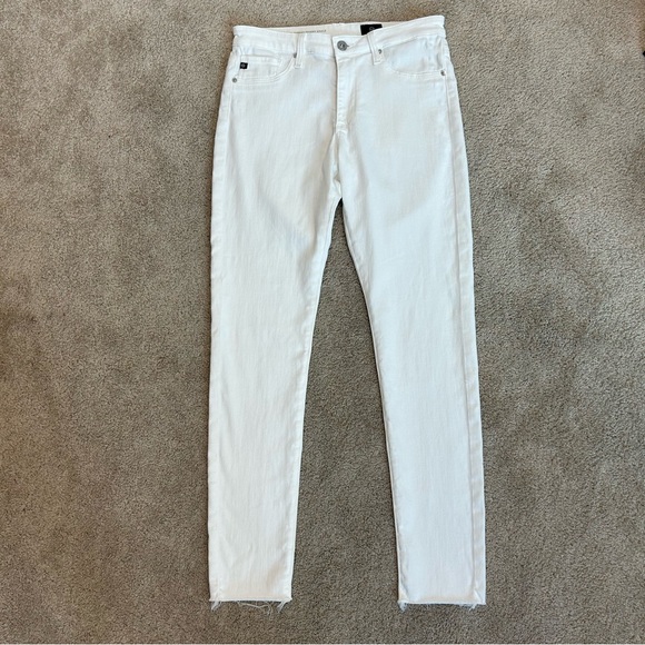 AG Adriano Goldschmied white The Farrah Skinny Ankle high rise denim jeans 27 - Picture 3 of 14